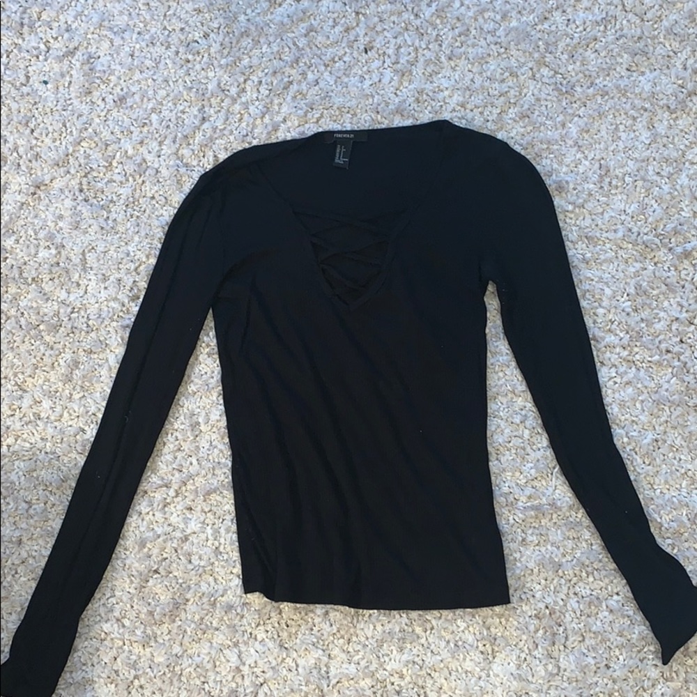 Black crossed front shirt